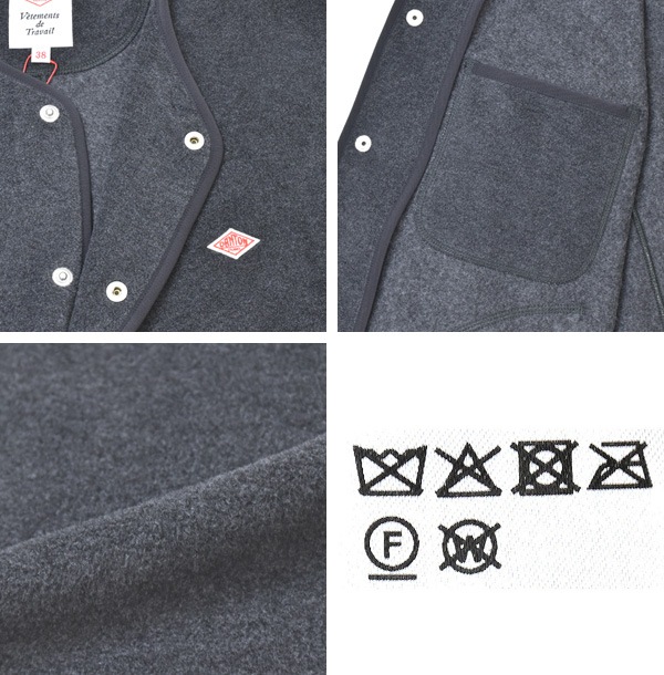 DANTON　ノーカラー　ジャケット　38 Women's Cotton Drill Collarless Short Jacket（ノーカラージャケット