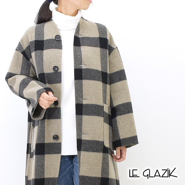 色味はネイビー×グレーですle glazik(ル　グラジック)リバーシブルカラーレスコート