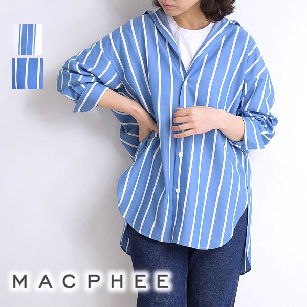 Macphee マカフィー Tomorrowland テンセルストライプビッグシャツ 11 レディース 送料無料 Brand List M Macphee シーガルディレクション オンラインストア