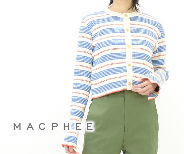 MACPHEE マカフィー マルチボーダー コットンリブクロップドカーディガン 31-02107 レディース【送料無料】-Seagull  direction ONLINE STORE