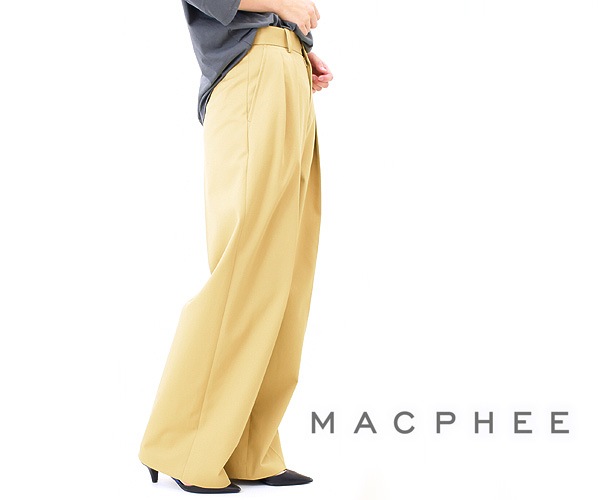 セール/20%OFF】MACPHEE マカフィー コットンチノ タックワイドパンツ