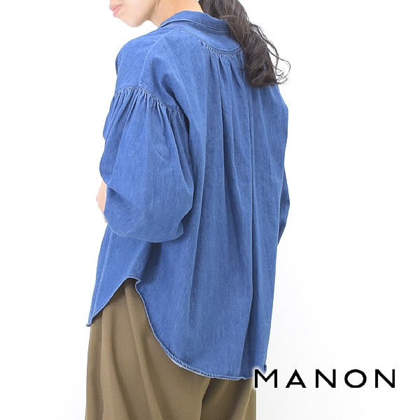 MANON マノン デニムアミカルシャツ ギャザーブラウス SH-236