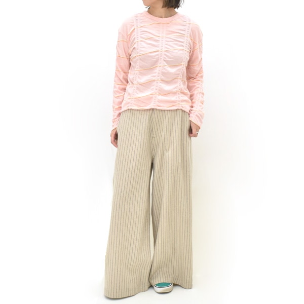MEYAME メヤメ TUCKED JACQUARD BORDER CARDIGAN PULLOVER ジャカード