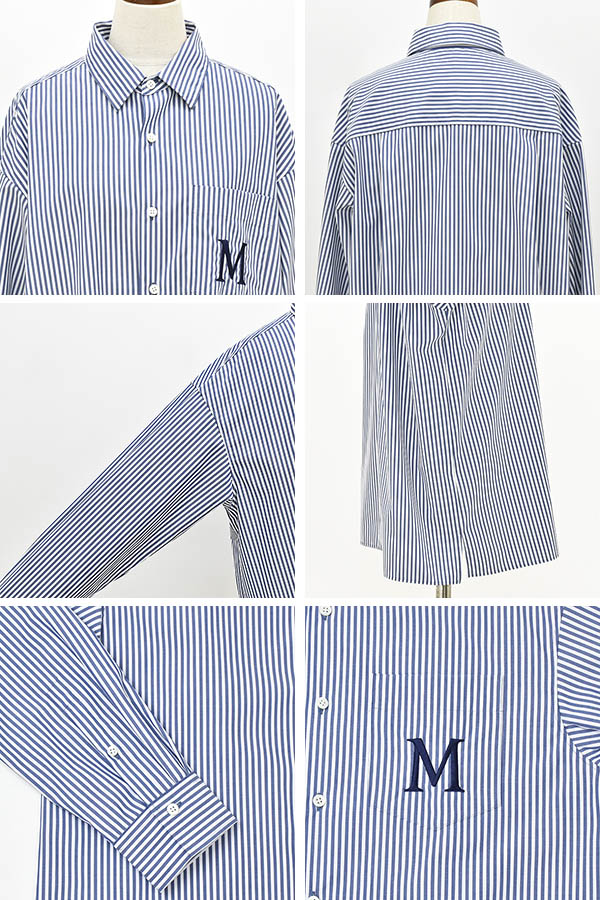 マイカ＆ディール MICA&amp;DEAL 刺繍ストライプシャツ 長袖 F ネイビー MICA&DEAL マイカアンドディール 刺繍ストライプシャツ 0125401306