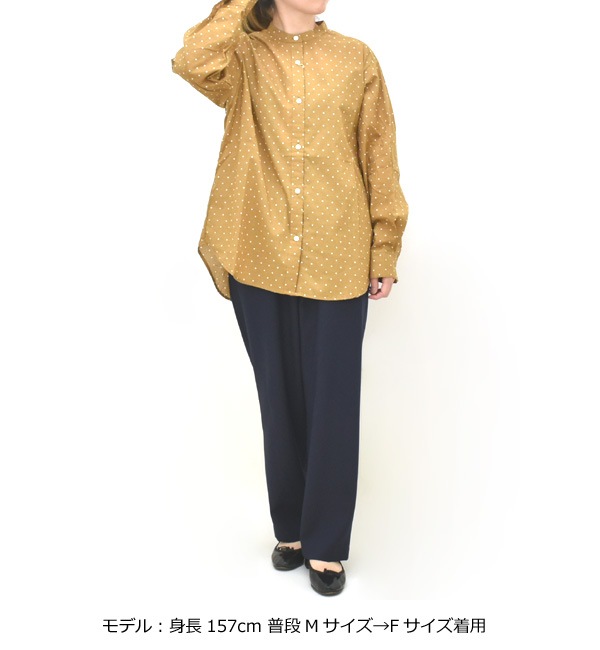 Midiumi ミディウミ ドットバンドカラーシャツ 長袖 3-739923