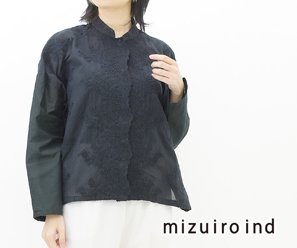 mizuiro-ind ミズイロインド レーススタンドカラーワイドシャツ 1 