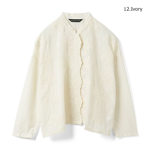 mizuiro-ind ミズイロインド レーススタンドカラーワイドシャツ 1