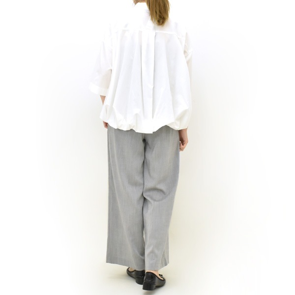 今期新作 ミズイロインド バルーンハーフスリーブ シャツ オフホワイト mizuiro ind (ミズイロインド) ハーフスリーブバルーンシャツ