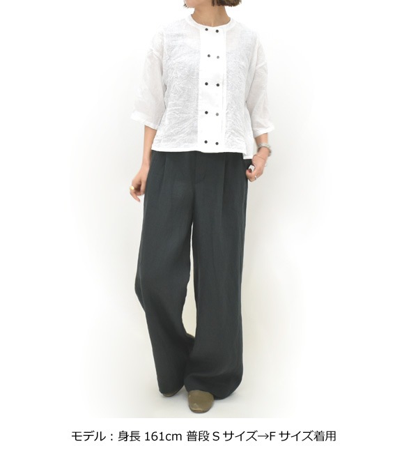 mizuiro ind ミズイロインド リネンダブルクルーネックシャツ 2-230123