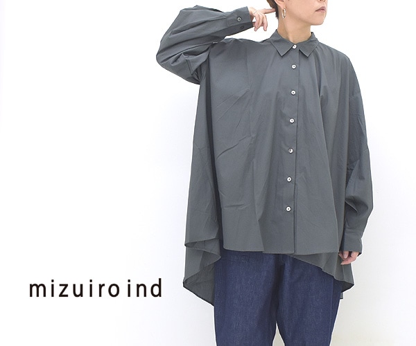mizuiro-ind ミズイロインド ワイドシャツチュニック レギュラーカラー