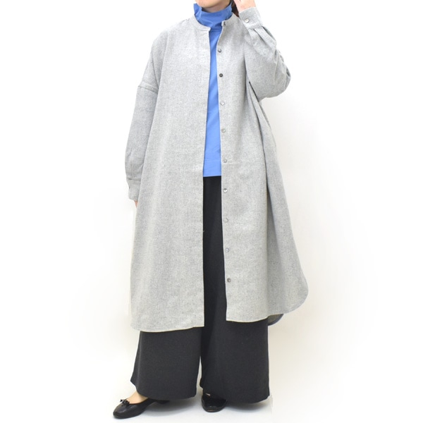 mizuiro ind ミズイロインド ウールブレンドスタンドカラーシャツ