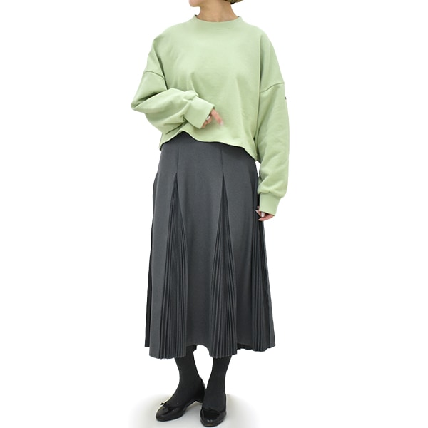 新品タグ付 mizuiro ind ウールポリエステル プリーツギャザースカート mizuiro ind ミズイロインド プリーツスカート 4-260057 レディース