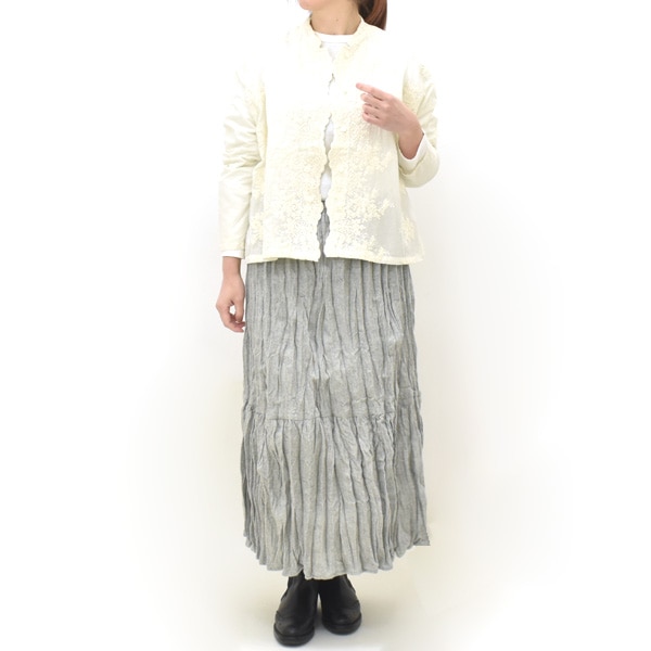 新品タグ付 mizuiro ind ウールポリエステル プリーツギャザースカート mizuiro ind ミズイロインド プリーツスカート 4-260057 レディース