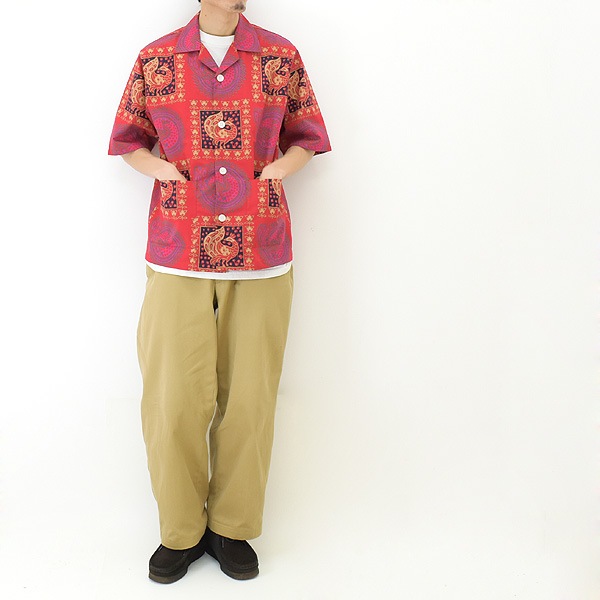 【22SS】Needles ニードルズ Cabana Shirt -Cotton Cloth Batik Print- オープンカラー 半袖シャツ  バティックプリント レッド KP176【送料無料】-Seagull direction ONLINE STORE