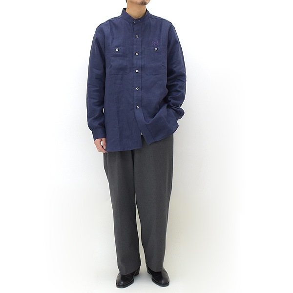 【24SS】Needles ニードルズ Band Collar Work SH -Linen Canvas- バンドカラーワークシャツ  リネンキャンバス OT207【送料無料】-Seagull direction ONLINE STORE