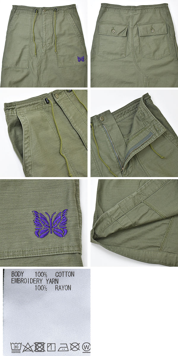 NEEDLES ニードルス コットンサテン ファティーグ ミディアムスカート