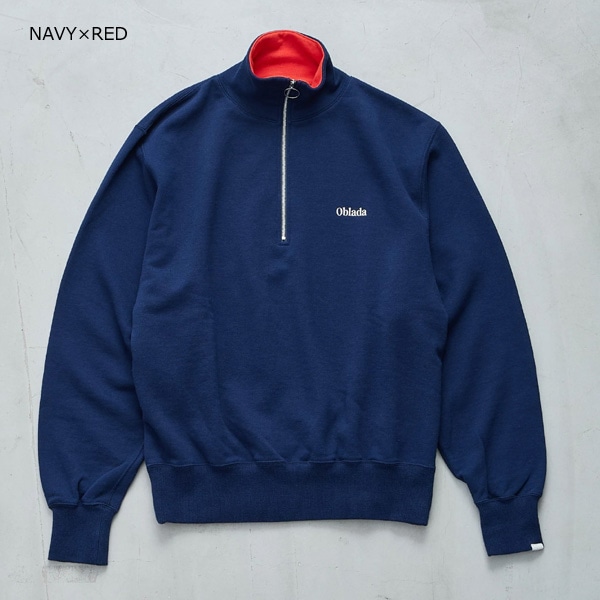26FW】Oblada オブラダ HALF ZIP SWEAT ハーフジップスウェット