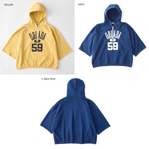 26SS】Oblada オブラダ HALF ZIP HOODIE ハーフ ジップ フ―ディー
