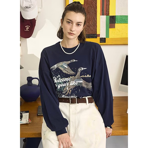 26SS】Oblada オブラダ BIRD LONG TEE バード ロング Tシャツ
