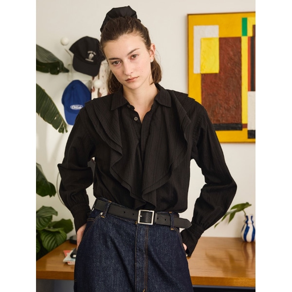 26SS】Oblada オブラダ OVER DYE RUFFLE BLOUSE オーバーダイ ラッフル