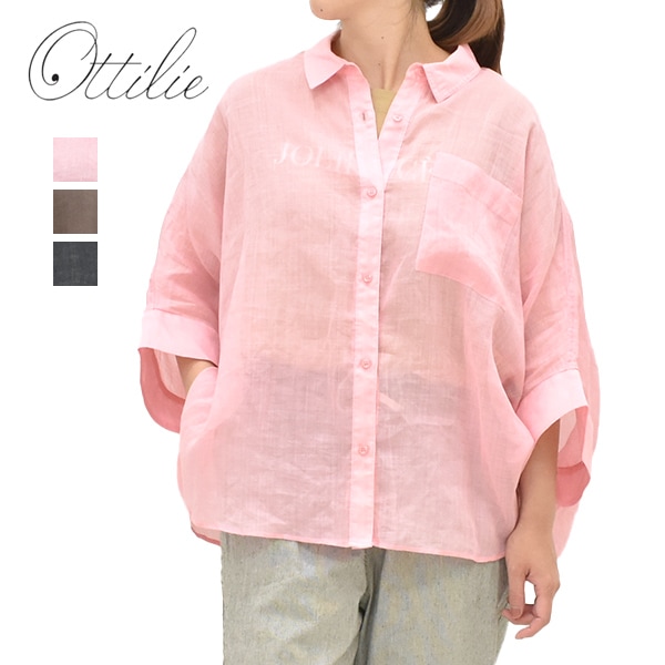 セール/20%OFF】ottilie オティーリエ リネンドルマンシャツ 261307