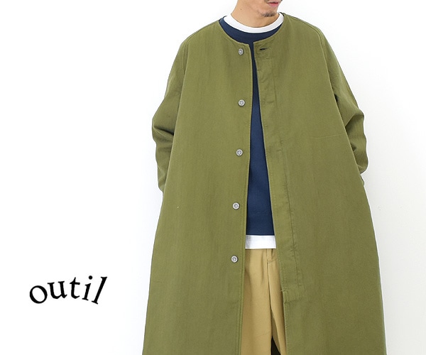 21AW】OUTIL ウティ MANTEAU CENSEAU -HERRINGBONE- コットンヘリンボーン ノーカラーロングコート メンズ  レディース OV-T010-1【送料無料】 | BRAND LIST