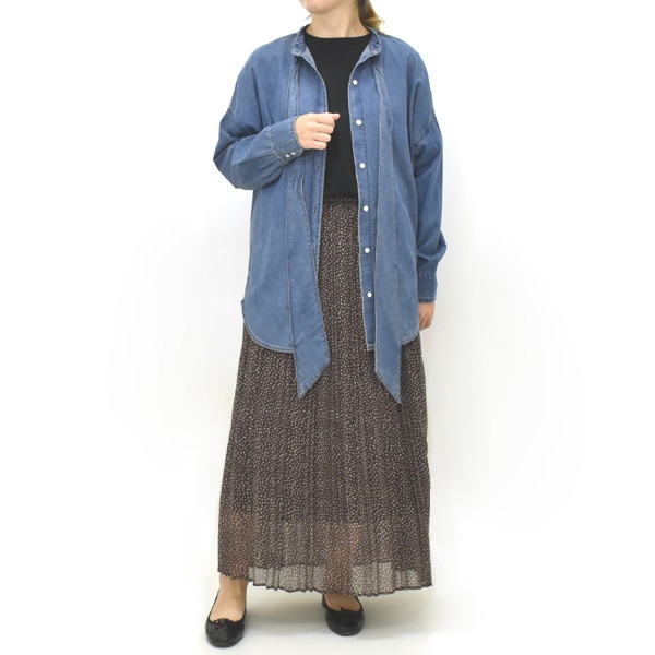 【美品】passione デニムボウタイブラウス パシオーネ デニムシャツ 再入荷】PASSIONE パシオーネ ボウタイ付きデニムシャツ 536912