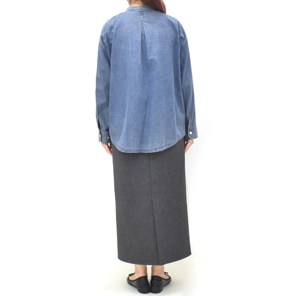 PASSIONE パシオーネ パールボタンデニムノーカラーシャツ 536970