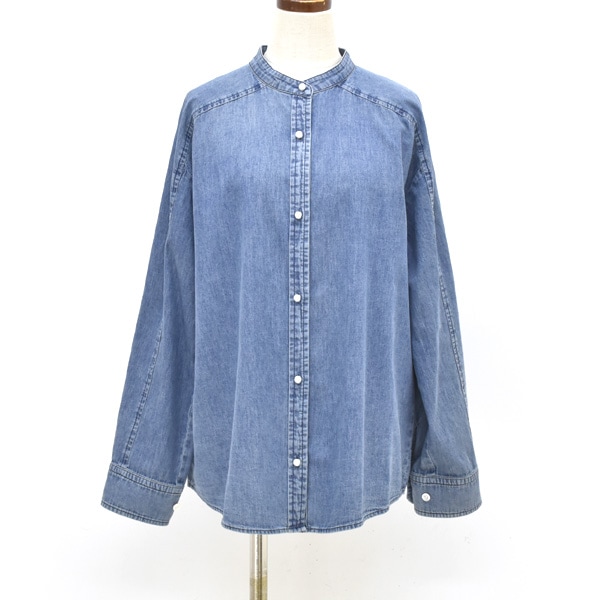 PASSIONE パシオーネ パールボタンデニムノーカラーシャツ 536970