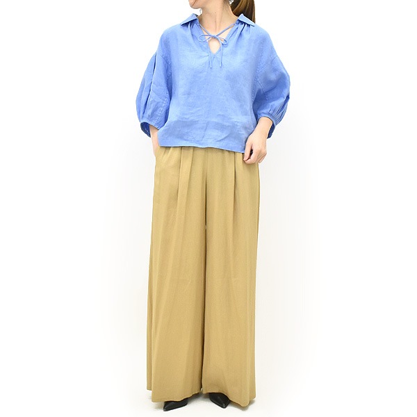 セール/20%OFF】PASSIONE パシオーネ リネン混ワイドパンツ ウエスト 