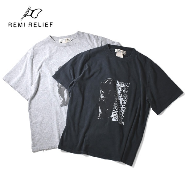 新品　レミレリーフ　プリントTシャツ　ブラック REMI RELIEF レミレリーフ SP加工NEW-Fit Tシャツ レオパード ヒョウ