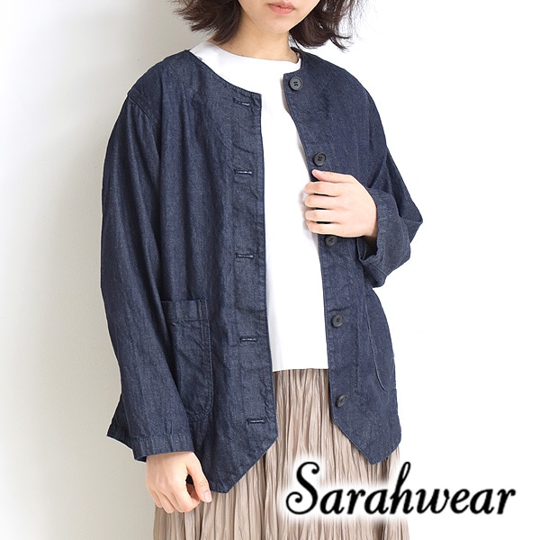 Sarah Wear サラウェア Seashore Jk ノーカラーデニムジャケット C 送料無料 Brand List S Sarah Wear シーガルディレクション オンラインストア