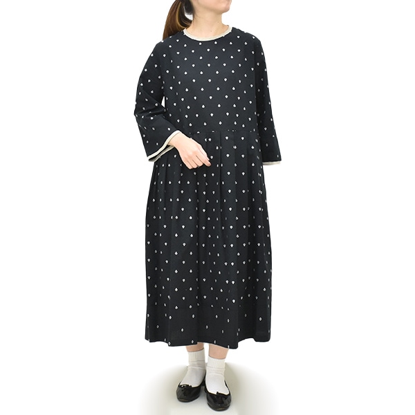 sarahwearリネンツイルワンピース Sarah Wear サラウェア カットジャガードローン×プレインリネン