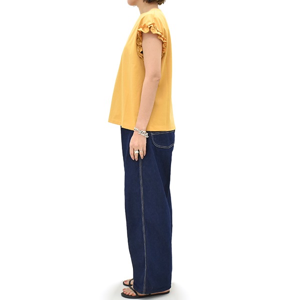 新品・未使用【SLOANE 】ウールxコットン フリンジフレンチスリーブ　2 SLOANE スローン コットンフリルフレンチスリーブカットソー SL10S