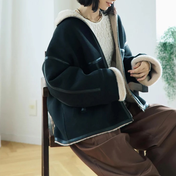 Lieve Van Gorp99AWランウェイコレクションラインムートンショール 26FW】TERRAORY テラオリー フェイクムートンショートコート TR12510