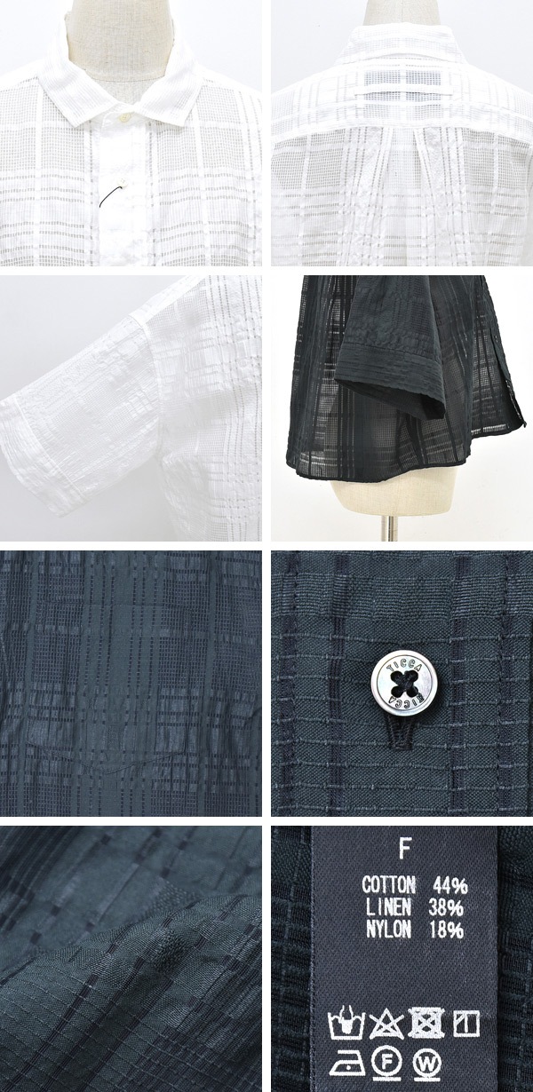 TICCA ティッカ レースチェックジャガード半袖シャツ TBES-091