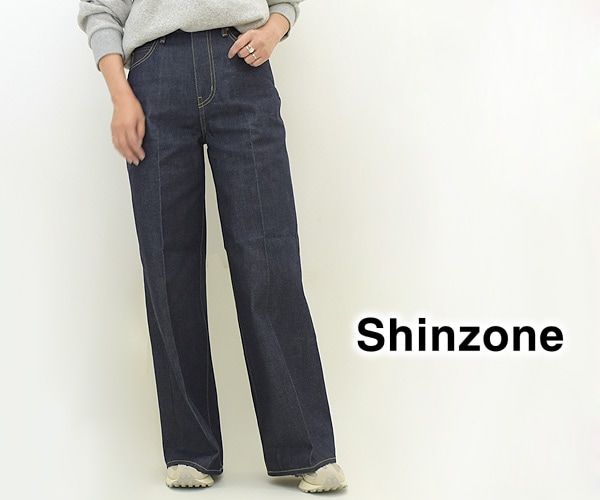 シンゾーン ANNIE JEANS ハイウエスト ワイドデニムパンツ-