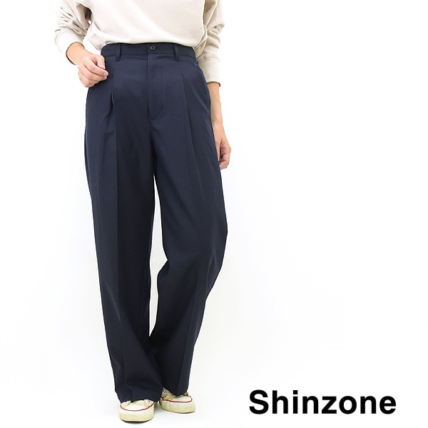 23FW】THE SHINZONE シンゾーン TW SLACKS ハイウエストセンタープレス