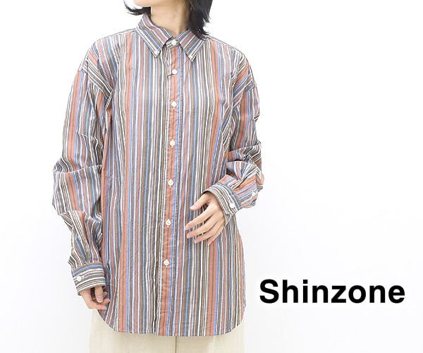 【2023 MID-SUMMER】THE SHINZONE シンゾーン ダディシャツ マルチストライプ DADDY SHIRTS MULTI  STRIPE レギュラーカラービックシャツ 23MMSBL08 レディース【送料無料】-Seagull direction ONLINE STORE