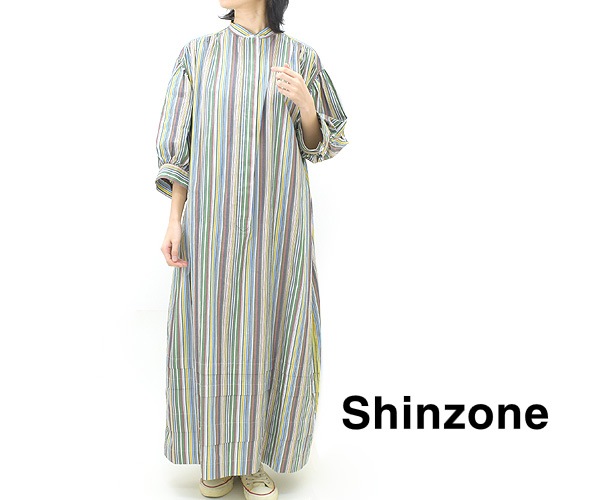 柄デザイン無地THE SHINZONE バンドカラーシャツドレス