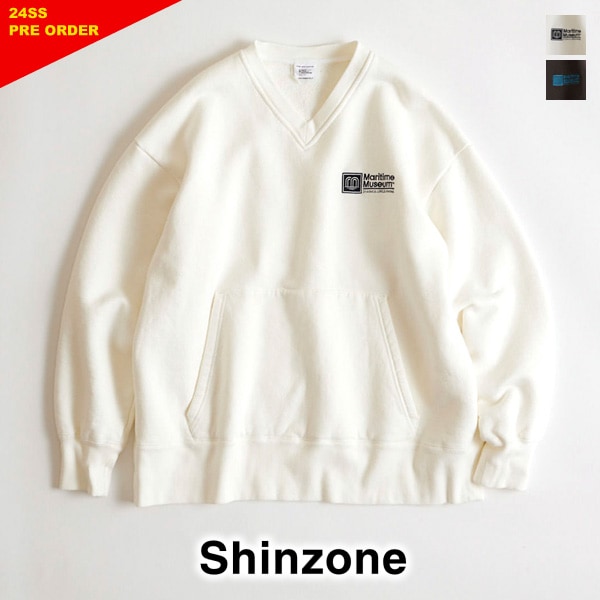 【24SS】THE SHINZONE シンゾーン V NECK SWEAT Vネックスウェット 24SMSCU01  【ホワイト/チャコールグレー】【送料無料】【予約】-Seagull direction ONLINE STORE