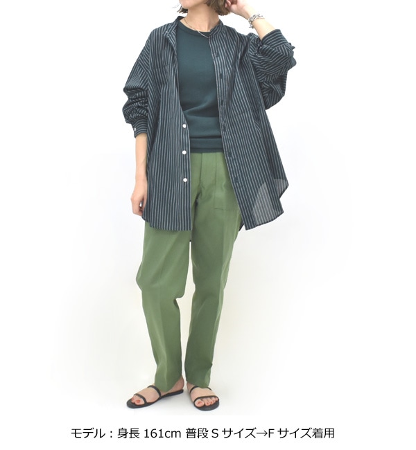 THE SHINZONE シンゾーン スタンドカラー ダディシャツ ストライプ 
