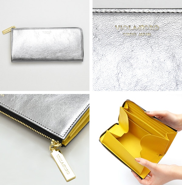 ヴィオラドーロ　メタリック　レザー　L字ファスナー長財布 618v5039.jpg