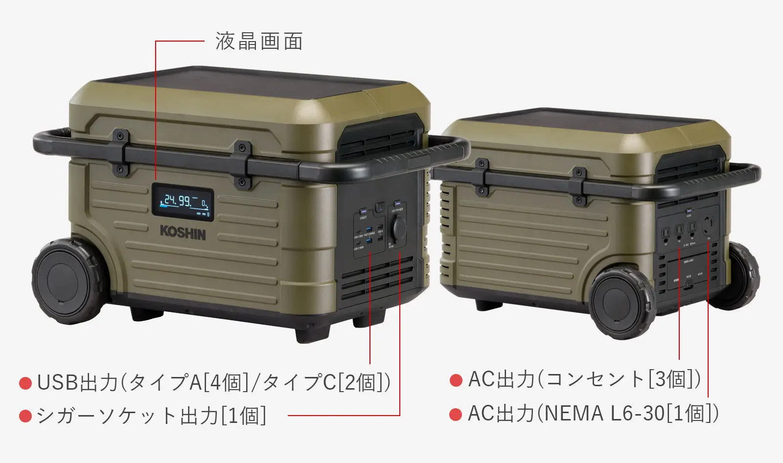 KOSHIN(工進) ポータブル電源 BPS-24LG 3WAY出力でさまざまな家電製品に対応
