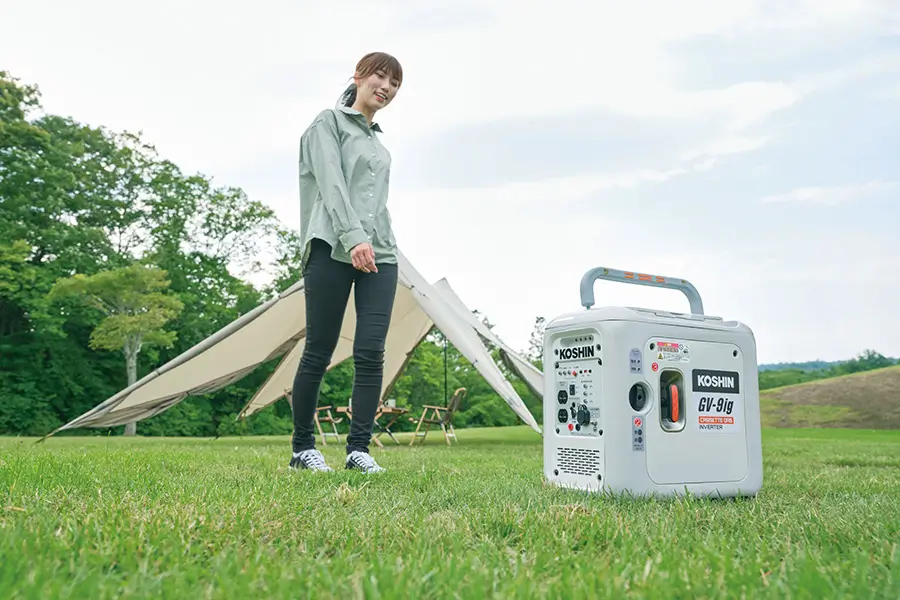 KOSHINご覧くださいットガス式インバーター発電機 GV-9ig 寒冷地・寒い季節でも始動可能
