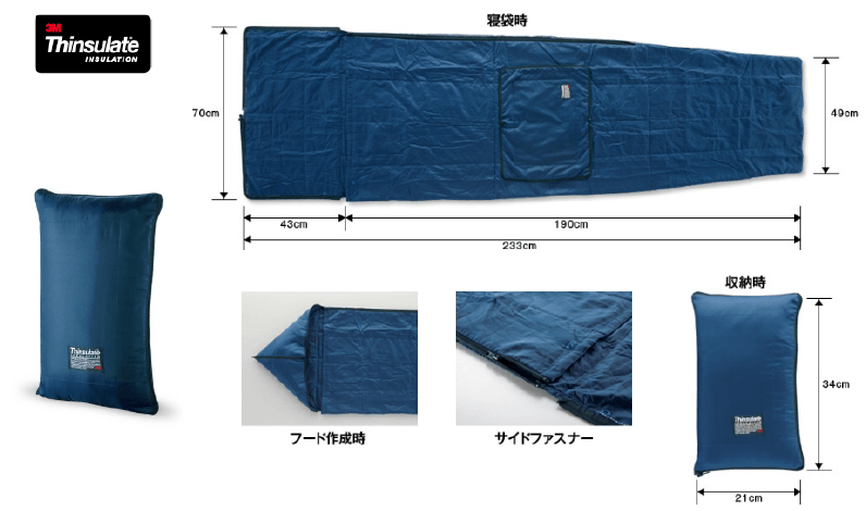 災害用毛布より暖かく、A4サイズに収納！