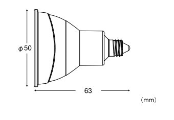 JDR40W形 φ50 Cシリーズ（シングルコア）LEDハロゲン　寸法図