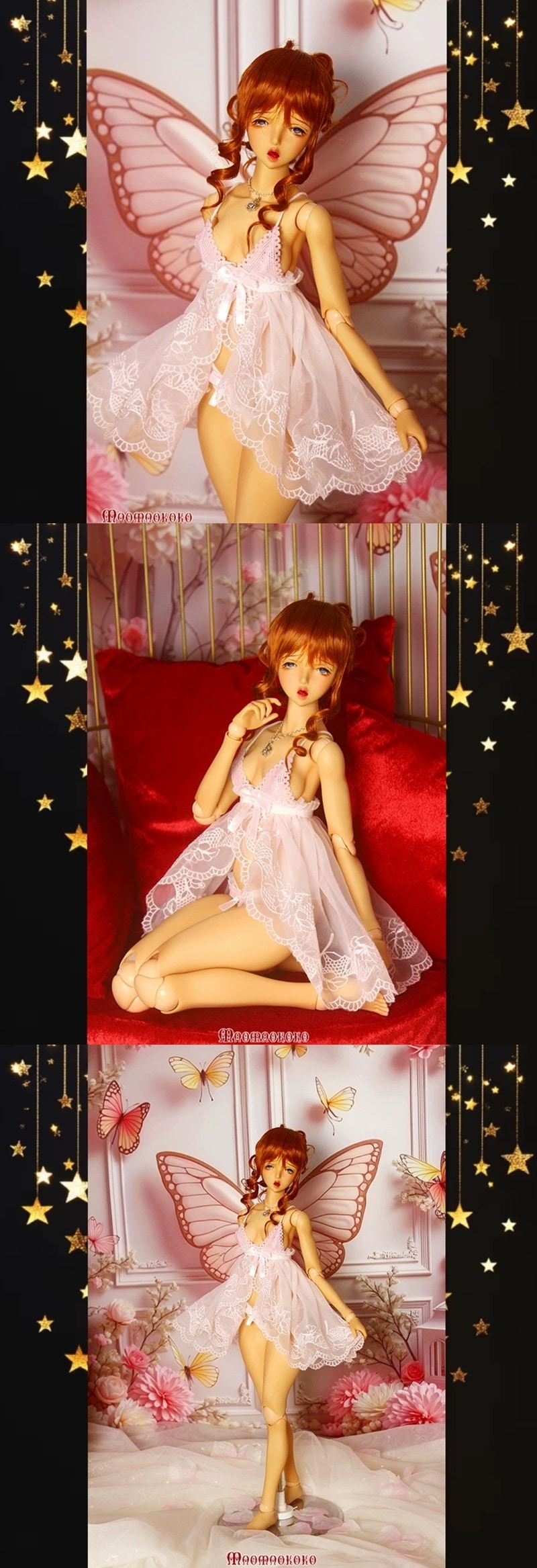 KM1895【MOMO】1/4～1/3 MSD/MDD,SD/DD用ベビードール3点セット