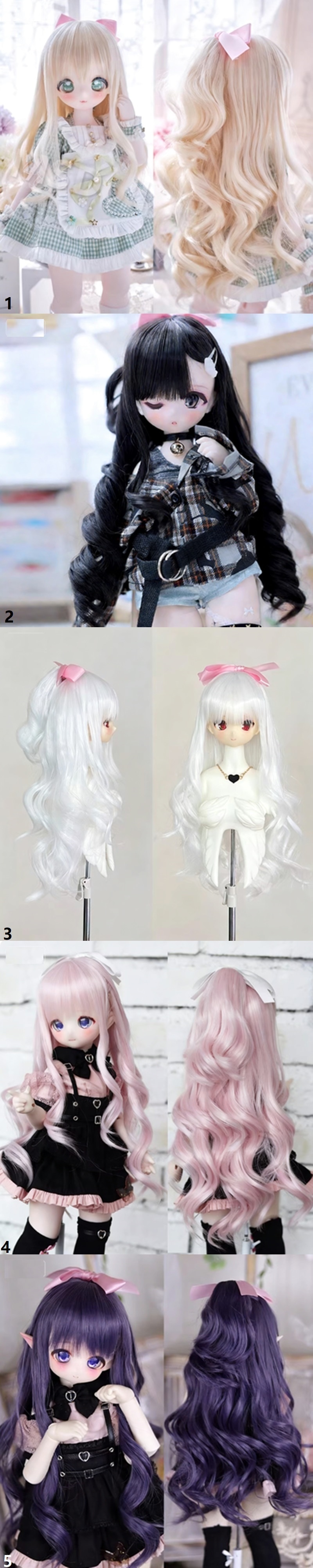 U-4708【mwss】1/3ドール(頭囲22~23cm)用ウィッグ(5色あり) | ◇ドール
