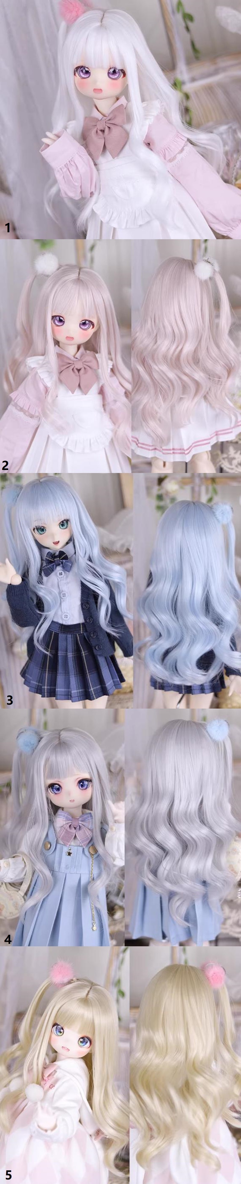 U-4733【Mlin】1/3ドール(頭囲22~23cm)用ウィッグ(5色あり) | ◇ドール
